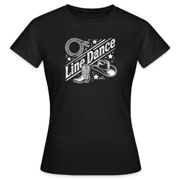 Line Dance Western Boots & Hat - Frauen T-Shirt - Schwarz - Vorne - AI Model Female 172 dark (172cm)
