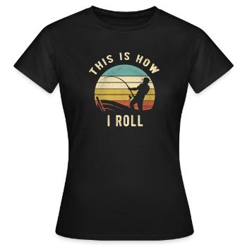Angeln Retro So rolle ich Angler Geschenk - Frauen T-Shirt - Schwarz - Vorne - AI Model Female 172 dark (172cm)