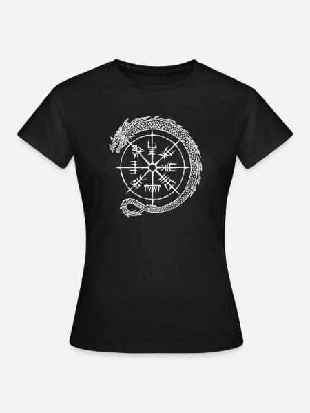 Vegvisir Midgardschlange - Wikinger Kompass - Frauen T-Shirt - Schwarz