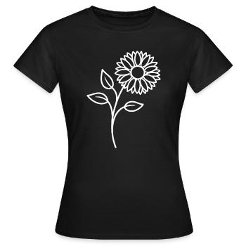 Sonnenblume One Line Blumenmotiv - Frauen T-Shirt - Schwarz - Vorne - AI Model Female 172 dark (172cm)