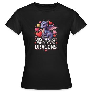 Drachenliebendes Mädchen - Frauen T-Shirt - Schwarz - Vorne - AI Model Female 172 dark (172cm)