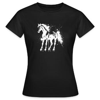 White Splash Horse Silhouette - Frauen T-Shirt - Schwarz - Vorne - AI Model Female 172 dark (172cm)