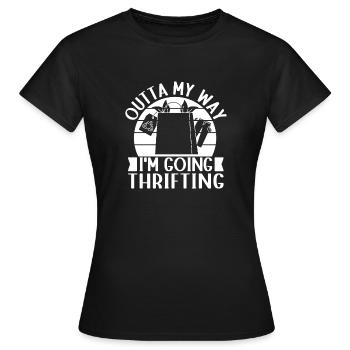 Magasin d’occasion Pousse-toi Je vais adorer le magasinage d’occasion - T-shirt Femme - noir - Devant - AI Model Female 172 dark (172cm)