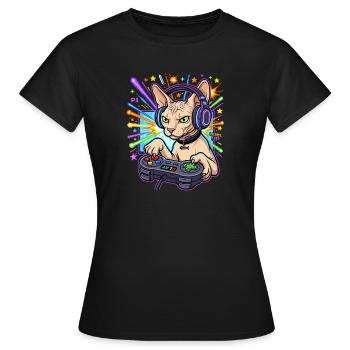 Sphynx Cat Gamer - Women's T-Shirt - black - Front - AI Model Female 172 dark (172cm)