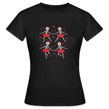 Skeletttänze im roten Tutu - Frauen T-Shirt - Schwarz - Vorne - AI Model Female 172 dark (172cm)
