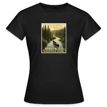 Spreewald Vintage Poster | Brandenburg - Frauen T-Shirt - Schwarz - Vorne - AI Model Female 172 dark (172cm)