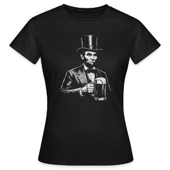 Abraham Lincoln trinkt Bier - Frauen T-Shirt - Schwarz - Vorne - AI Model Female 172 dark (172cm)