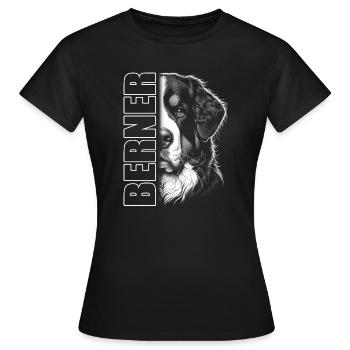 Berner Sennenhund Porträt mit Schriftzug - Frauen T-Shirt - Schwarz - Vorne - AI Model Female 172 dark (172cm)