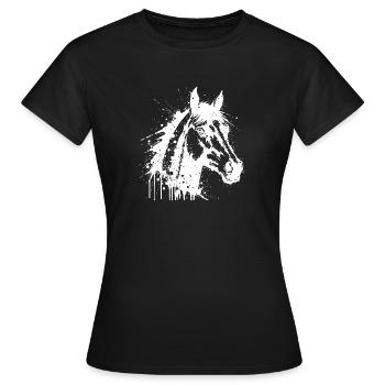 Tête de Cheval Paint Splash Blanc - T-shirt Femme - noir - Devant - AI Model Female 172 dark (172cm)
