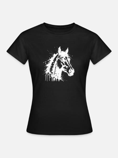 Pferdekopfbemalung Spritzweiß - Frauen T-Shirt - Schwarz