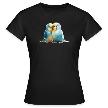 Wellensittiche - Frauen T-Shirt - Schwarz - Vorne - AI Model Female 172 dark (172cm)
