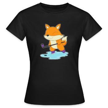 Fuchs Eishockey Eishockeyschläger - Frauen T-Shirt - Schwarz - Vorne - AI Model Female 172 dark (172cm)