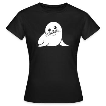 Baby Robbe Silhouette niedliches Tiermotiv - Frauen T-Shirt - Schwarz - Vorne - AI Model Female 172 dark (172cm)