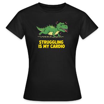 Dinosaurier hasst Cardio Training - Frauen T-Shirt - Schwarz - Vorne - AI Model Female 172 dark (172cm)