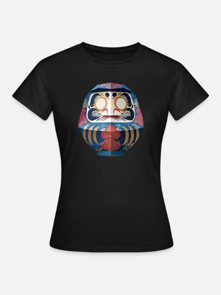 Blumiger Daruma Maskendesign Daruma Origami - Frauen T-Shirt - Schwarz