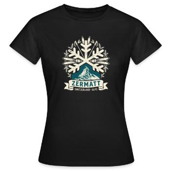 Alpes de Suisse de Zermatt vintage - T-shirt Femme - noir - Devant - AI Model Female 172 dark (172cm)