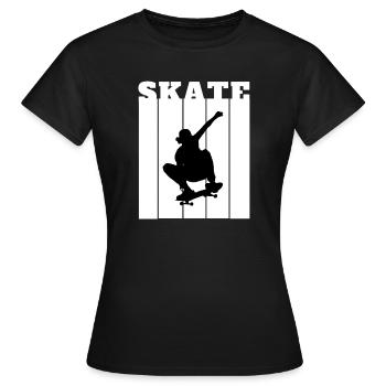 Skateboard Silhouette Skater Geschenk Cooles Shirt - Frauen T-Shirt - Schwarz - Vorne - AI Model Female 172 dark (172cm)