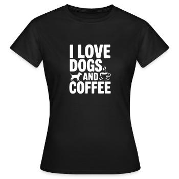 Ich liebe Hunde und Kaffee - Frauen T-Shirt - Schwarz - Vorne - AI Model Female 172 dark (172cm)