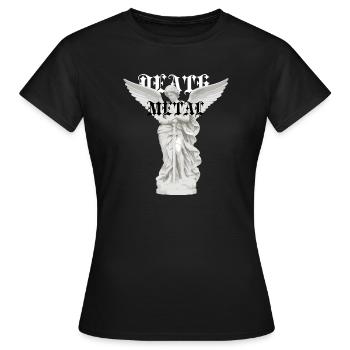 Metalltypografie der geflügelten Engelsstatue - Frauen T-Shirt - Schwarz - Vorne - AI Model Female 172 dark (172cm)