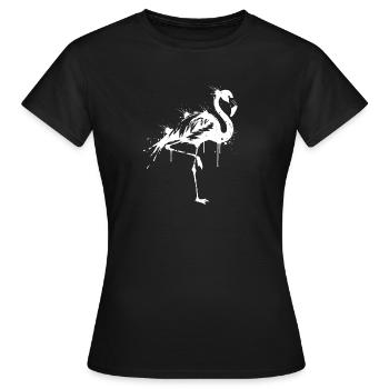 Flamingo Schwarz-Weiß-Spritzer - Frauen T-Shirt - Schwarz - Vorne - AI Model Female 172 dark (172cm)
