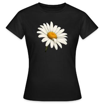 Weiße Margeritenblüte Natur Blumen Design  - Frauen T-Shirt - Schwarz - Vorne - AI Model Female 172 dark (172cm)