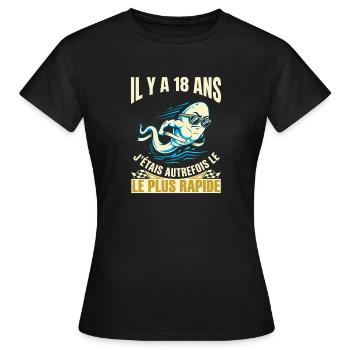 Anniversaire 18 Ans Humour Le Plus Rapide - T-shirt Femme - noir - Devant - AI Model Female 172 dark (172cm)
