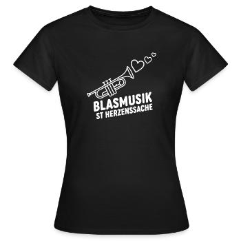 Blasmusik Herzensache – Trompete Musikant Design - Frauen T-Shirt - Schwarz - Vorne - AI Model Female 172 dark (172cm)