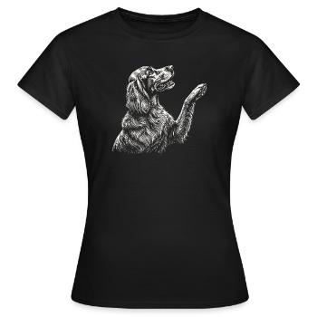 Irischer Zuspieler zieht Pfote hoch – Roter Zuspieler Hund Mama Papa - Frauen T-Shirt - Schwarz - Vorne - AI Model Female 172 dark (172cm)