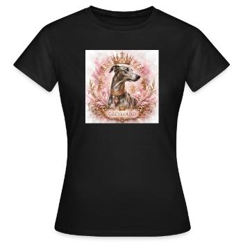 Königlicher Greyhound Portrait mit Krone - Frauen T-Shirt - Schwarz - Vorne - AI Model Female 172 dark (172cm)