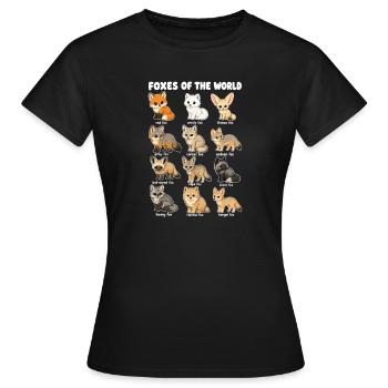 Diagramme des renards de la faune mondiale : Renard arctique roux - T-shirt Femme - noir - Devant - AI Model Female 172 dark (172cm)
