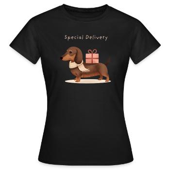Cadeau spécial de teckel à Noël - T-shirt Femme - noir - Devant - AI Model Female 172 dark (172cm)