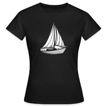 Abstraktes Segelboot Minimalistisches Design - Frauen T-Shirt - Schwarz - Vorne - AI Model Female 172 dark (172cm)
