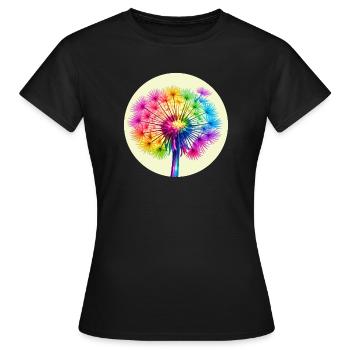 Rainbow Dandelion - Women's T-Shirt - black - Front - AI Model Female 172 dark (172cm)