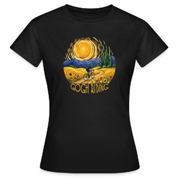 Gogh Riding Sunlit Field Cyclist - Frauen T-Shirt - Schwarz - Vorne - AI Model Female 172 dark (172cm)