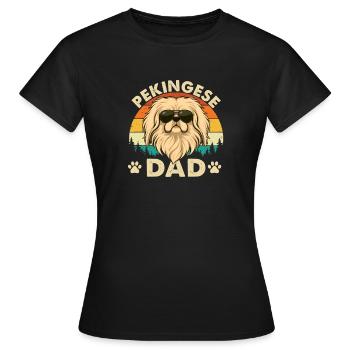 Pekingeser Vater – Pekehund Vater Besitzer Schoßlöwenhund - Frauen T-Shirt - Schwarz - Vorne - AI Model Female 172 dark (172cm)