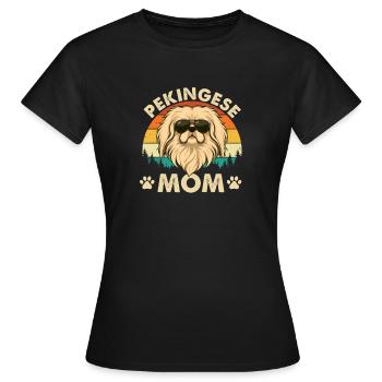 Stolze Pekingeser-Mutter – Peke-Hund-Mama-Besitzerin Schoßhund - Frauen T-Shirt - Schwarz - Vorne - AI Model Female 172 dark (172cm)