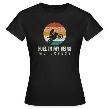Fuel In My Veins Retro Motocross - Frauen T-Shirt - Schwarz - Vorne - AI Model Female 172 dark (172cm)