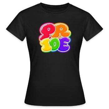 Pride Bubble Regenbogen CSD Shirt Sticker  - Frauen T-Shirt - Schwarz - Vorne - AI Model Female 172 dark (172cm)