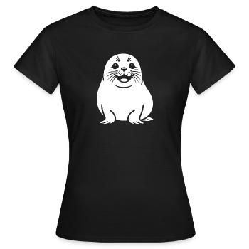 Süße Robbe Silhouette - Frauen T-Shirt - Schwarz - Vorne - AI Model Female 172 dark (172cm)
