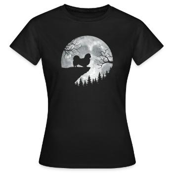 Pleine lune pékinoise - Chien de Péke Maman Papa Chien de poche - T-shirt Femme - noir - Devant - AI Model Female 172 dark (172cm)