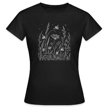 Blumen und Bienen - Frauen T-Shirt - Schwarz - Vorne - AI Model Female 172 dark (172cm)