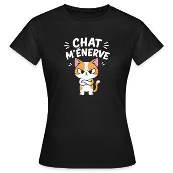 Chat énervé cartoon - T-shirt Femme - noir - Devant - AI Model Female 172 dark (172cm)