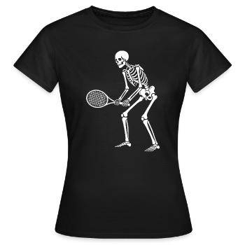 Skeleton plays tennis  - Women's T-Shirt - black - Front - AI Model Female 172 dark (172cm)