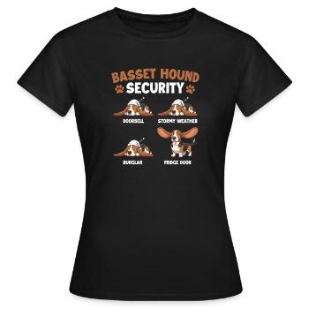 Basset Hound Security - Funny Dog Mom Dog Dad - Women's T-Shirt - black - Front - AI Model Female 172 dark (172cm)
