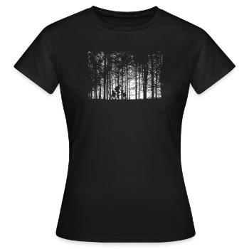 Forest Path Silhouette: Bicycle - Women's T-Shirt - black - Front - AI Model Female 172 dark (172cm)