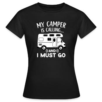 Mon campeur appelle et je dois faire du camping drôle - T-shirt Femme - noir - Devant - AI Model Female 172 dark (172cm)
