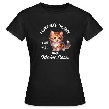 Cute Maine Coon - Women's T-Shirt - black - Front - AI Model Female 172 dark (172cm)