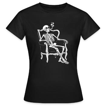 Skeleton on Sofa Smoke Chill - Women's T-Shirt - black - Front - AI Model Female 172 dark (172cm)