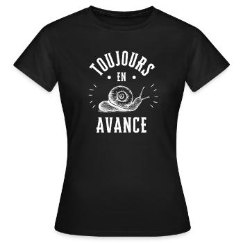 Toujours en Avance comme un Escargot - T-shirt Femme - noir - Devant - AI Model Female 172 dark (172cm)