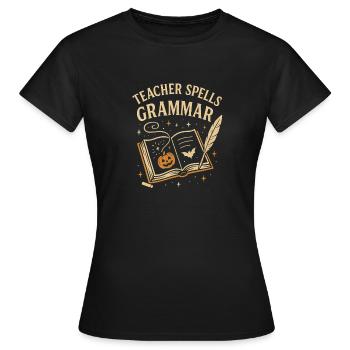 Teacher Grammar Halloween - Women's T-Shirt - black - Front - AI Model Female 172 dark (172cm)